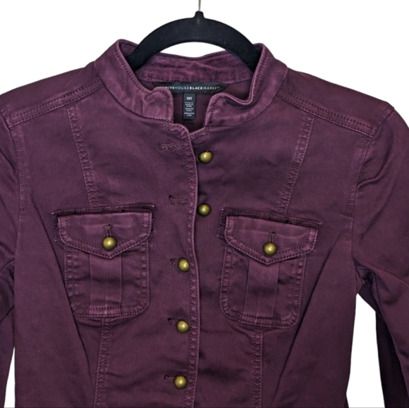 White House Black Market Mulberry Brandy Wine Military Style Jacket XS 💜✨ - Picture 5 of 11